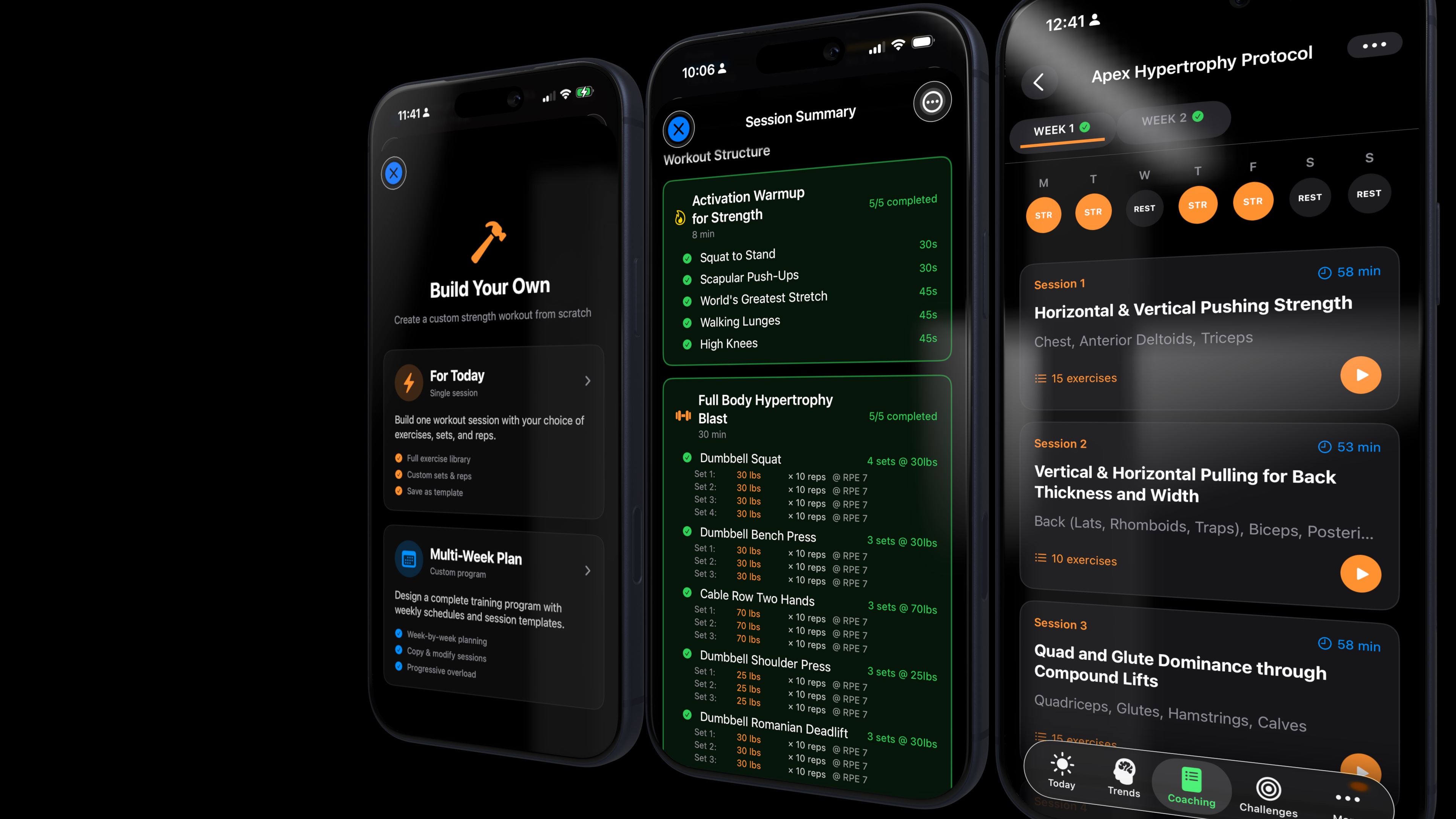 Strength training screens